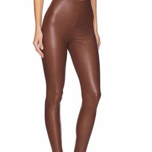 Commando High-Waist Brown Faux Leather Leggings - Women's Pants